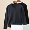 Suéter de Lana Gruesa Hengyuanxiang para Hombre 2025 Invierno Nuevo Suéter de Cuello en V para Hombre Camiseta Básica 100% Lana Pura