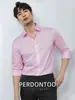 Camisa Masculina de Algodão Mercerizado Leve Estilo Italiano Manga Longa 2026 Primavera e Outono Slim Fit Respirável Branca Formal