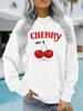 Sudadera de cuello redondo casual de manga larga para mujer de otoño e invierno transfronteriza europea y americana con estampado de cerezas