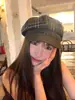 Luxi Moda Casual Gorra de Boina a Cuadros Octagonal para Proteger del Sol Mostrando la Cara Color Azul Denim Pequeño Boina Combinación de Colores Verano para Mujer