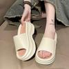 Estilo coreano 2024 verão novo muffin boca de peixe sandálias de sola grossa e chinelos sapatos de praia antiderrapantes de sola macia sapatos femininos