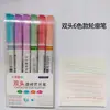 Bolígrafo creativo de 6 colores con diseño de ondas para dibujar a mano, marcador de contorno curvo para estudiantes