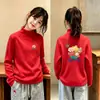 2026 Top de Forro Polar Otoño/Invierno para Niñas Medianas y Grandes Camiseta Elegante de Manga Larga Versátil Prenda Base Moda Cuello Alto Ropa Interior