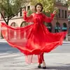 Vestido de gasa de seda de estilo nuevo al por mayor, seda sintética, retro artístico, dobladillo extragrande, vestido bohemio para mujer