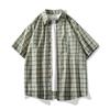 Camisa de Cuadros de Manga Corta para Hombre Nueva de Verano 2024 Marca de Moda Holgada Talla Grande Solapa Camisa Casual para Hombre