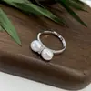 Nova Joia Anel Feminino Simples e Fofo de Água Doce com Laço Abertura Barroca Ajustável Luz Forte