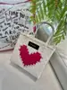 Cesta de Legumes Coração Colorido Contrastante Sacola Plástica Trançada Bolsa de Ombro Grande Capacidade Tecida à Mão Sacola de Lembrança Presente de Casamento