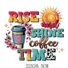 Pegatinas Creativas de Transferencia de Calor con Temática de Café Transfronterizas, Pegatinas de Transferencia de Calor con Logo Impresas en Offset, Imágenes de Transferencia de Calor para Estampado en Ropa