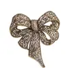 Broche de Laço com Diamante Negro Vintage, Liga Ecológica, Artesanato Vazado Totalmente Cravejado, Acessório de Broche de Luxo de Nicho de Alta Qualidade