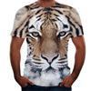 Comercio exterior transfronterizo nueva camiseta con estampado de animales 3D Tigre manga corta para hombre camiseta de león casual nuevo perro lobo ropa para hombre