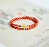 Pulsera de Ágata Roja del Sur, Pulsera de Ágata Rojo Caqui, Pulsera Roja Multilazo Apilable, Regalo de Año Zodiacal, Venta al por Mayor para Atracciones Turísticas
