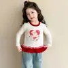 Top de Niña con Estampado de Dibujos Animados Lindo Nuevo para Primavera/Otoño Manga Larga Moderno de Encaje con Retazos Infantil Versátil Delgado Camiseta