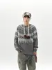 Fabricante Original Roupa de Trabalho Retrô Americano Suéter Islandês Masculino Gola Redonda Jacquard Fair Isle Estilo Preguiçoso Malharia