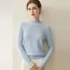 Nuevo suéter de %cachemira pura para otoño e invierno, jersey de cuello medio alto para mujer, holgado y versátil, tejido cálido