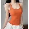 Top de tirantes Racerback Delgado Estilo Retro Coreano Gris de Gama Alta para Mujer, Nuevo Modelo de Verano con Copas, Top de Cuello en U Dulce y Picante Adelgazante