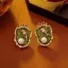 Pendientes de Gota de Aceite Antiguos del Jardín de Monet Pendientes Vintage de Pintura al Óleo Pendientes de Corte Europeo y Americano Moda para Mujer Pendientes de Gama Alta