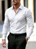 Camisa de trabalho preta formal de negócios de manga comprida branca para homens, slim fit, profissional, plus size, para primavera e outono