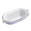 Tazón de Frutas de Plástico Hueco de Doble Capa Cesta para Lavar Verduras de Cocina Cesta de Almacenamiento Engrosada Juego de Coladores