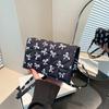 Bolsa Quadrada Pequena Personalizada Estilo Coreano Nova Moda 2025 Estampa de Laço Estilo Estrangeiro Linda Bolsa de Ombro Transversal para Mulheres