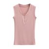 Camisola sexy de estilo americano con botones en el pecho para mujer, estilo sexy, verano 2024, nueva camiseta básica ajustada y elástica