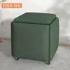 Taburete Sofá Cubo Multifuncional Nórdico Cinco en Uno Taburete Bajo para Uso Doméstico, Taburete Cuadrado para Cambiar Zapatos, Taburete de Mesa de Café Moderno para Sala de Estar