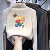 Camiseta Básica Cepillada para Niñas Otoño e Invierno 2025 Nuevo Suéter Infantil Cuello Semi Alto Tejido Térmico Cálido Engrosado Doble Cara