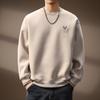 Sudadera de peso pesado de marca de alta gama de moda con bordado de ciervo simple para hombre, nuevo estilo de otoño, top retro americano holgado de cuello redondo para hombre