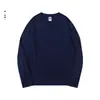 Camiseta básica de manga larga de color liso en stock para venta al por mayor, nuevo modelo de otoño 2026, algodón puro, camiseta base holgada tipo pullover para hombre