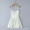 Estilo Europeu e Americano Comércio Exterior Roupas Femininas 2025 Verão Novo Vestido Slimming Francês Floral com Cordões Saia Curta