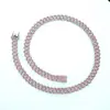Corrente cubana de liga metálica estilo europeu e americano transfronteiriça com strass, cheia de diamantes coloridos, colar hip-hop para homens e mulheres, joia da moda