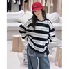 Conjunto Infantil Camiseta de Manga Longa Listrada Roupa de Primavera e Outono Estilo Coreano Transfronteiriço Roupas Infantis Outono 2026 Calça Jeans com Cobertor de Fralda Conjunto de Duas Peças