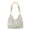 Bolso Tejido de Gran Capacidad para Mujer 2025 Nuevo Verano Vacaciones en la Playa Bolso de Paja Versátil Ropa de Trabajo Bolso Tote de Hombro