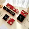 Caixa de armazenamento de joias com tampa e base, caixa de anel de alta qualidade estilo chinês vintage, caixa de embalagem para presente de colar