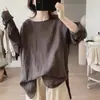 Camisa de Outono Feminina Nova Solta Tamanho Grande Emagrecedora Simples Nicho Design Sensação Rejuvenescedora Top de Ráfia