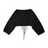 Estilo Minimalista Chica Picante Chal con Cordones de Manga Larga para Mujer, Camisa de Protección Solar y Aire Acondicionado Verano 2026, Camiseta Exterior Corta