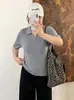 Top de punto casual con cuello polo para mujer talla grande para ir al trabajo, otoño 2026, camiseta básica versátil de manga corta para mujer talla grande