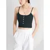 Camisola Nueva Colección Primavera Verano con Copas y Hermoso Diseño en la Espalda, de Botones al Frente, Adecuada para Usar en Capas o Sola, Estilo Corto