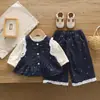 Conjunto de Ropa de Otoño para Niñas 2026 Nuevo Elegante Primavera/Otoño Infantil Moda Bebé Niña Estilo Pequeña Coco Chaleco Conjunto de Tres Piezas