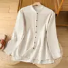 Toma real 2026 Primavera/Otoño Nuevo Lino de Algodón Estilo Zen Ropa Exterior Nuevo Estilo Chino Top Artístico Cuello Alto Chaqueta Camisa de Manga Larga