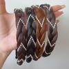 Nueva diadema tipo sándwich con trenza de espiga de pescado y diamantes de imitación, peluca femenina, diadema trenzada de una pieza, tocado de cabello trenzado de celebridades de Internet, venta al por mayor