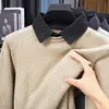 Suéter Grueso Transfronterizo para Hombre, Falso Dos Piezas, Nueva Moda Otoño e Invierno 2026, Camisa de Punto de Manga Larga con Cuello