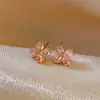 Pétala de Queda Estelar ~ Brinco de Flor com Zircônia Colorida Agulha de Prata Brincos de Tarraxa de Luxo Alto Temperamento de Nicho Acessórios de Brinco Exquisitos