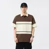Camisa polo de manga corta estilo retro americano para hombre, nuevo modelo verano 2026, top elástico con bloques de color, corte holgado, camiseta para hombre