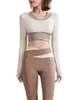Ropa de Yoga para Mujer 2025 Primavera y Otoño Nuevo Estilo Ropa Exterior de Manga Larga con Almohadillas en el Pecho, Tops Deportivos Transpirables a Prueba de Impactos para Correr, Ropa de Fitness
