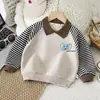 Sudadera Polo Rayada para Niños, Estilo Primavera y Otoño, Camiseta Unisex de Elefante Bebé, Bloqueo de Color Versátil para Niños Pequeños