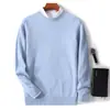 Suéter de Lana de Cuello Redondo Casual para Hombre Bai Cai Rong Tejido Cálido Ajustado Prenda Base de Punto Otoño Invierno Versátil Negocios