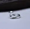Anillo Abierto Exagerado de Moda Europea y Americana de Plata de Ley S925 Plata Lisa Seiko Rojo en Línea Anillo de Conjunto Nuevo Venta al por Mayor