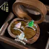 Anel Inlaid de Ágata Branca Natural de Alta Qualidade em Formato de Cabaça, Design Original de Luxo Leve com Toque de Alto Padrão, Inlay em Formato de Ovo, Joia de Presente para Mulheres