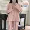 Pijama Derong Estilo Mujer con Almohadilla en el Pecho Otoño e Invierno Estilo Coreano Dulce Estilo Ins Engrosado Cálido de Manga Larga Conjunto de Ropa para el Hogar