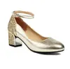 Zapatos de Tacón Grueso con Cabeza Redonda de Lentejuelas Amazon Comercio Exterior Zapatos con Puntadas Elegantes de Boca Baja 3243 Zapatos talla extra Zapatos Mujer